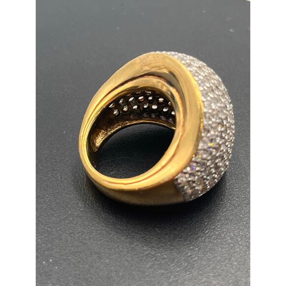 Designer Sterling Silver Vermeil Cubic Zirconia Cocktail Dome Ring Sz 6.5 - Picture 7 of 15
